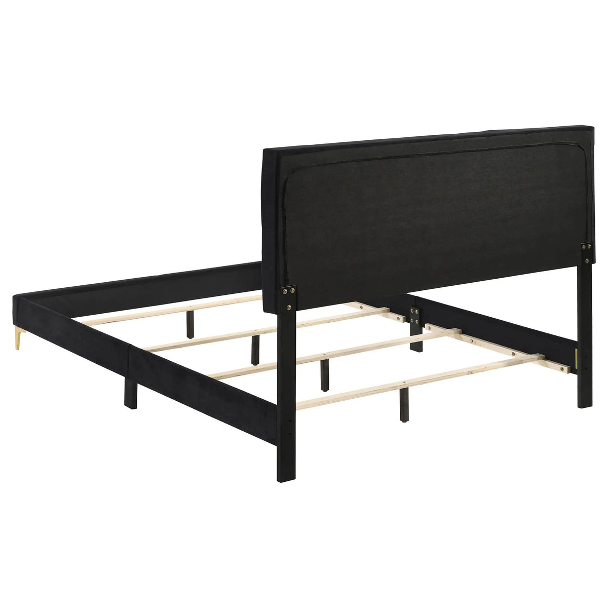 Kendall Upholstered Queen Panel Bed | 64.25 x 87 x 49.25 in | Velvet | Black