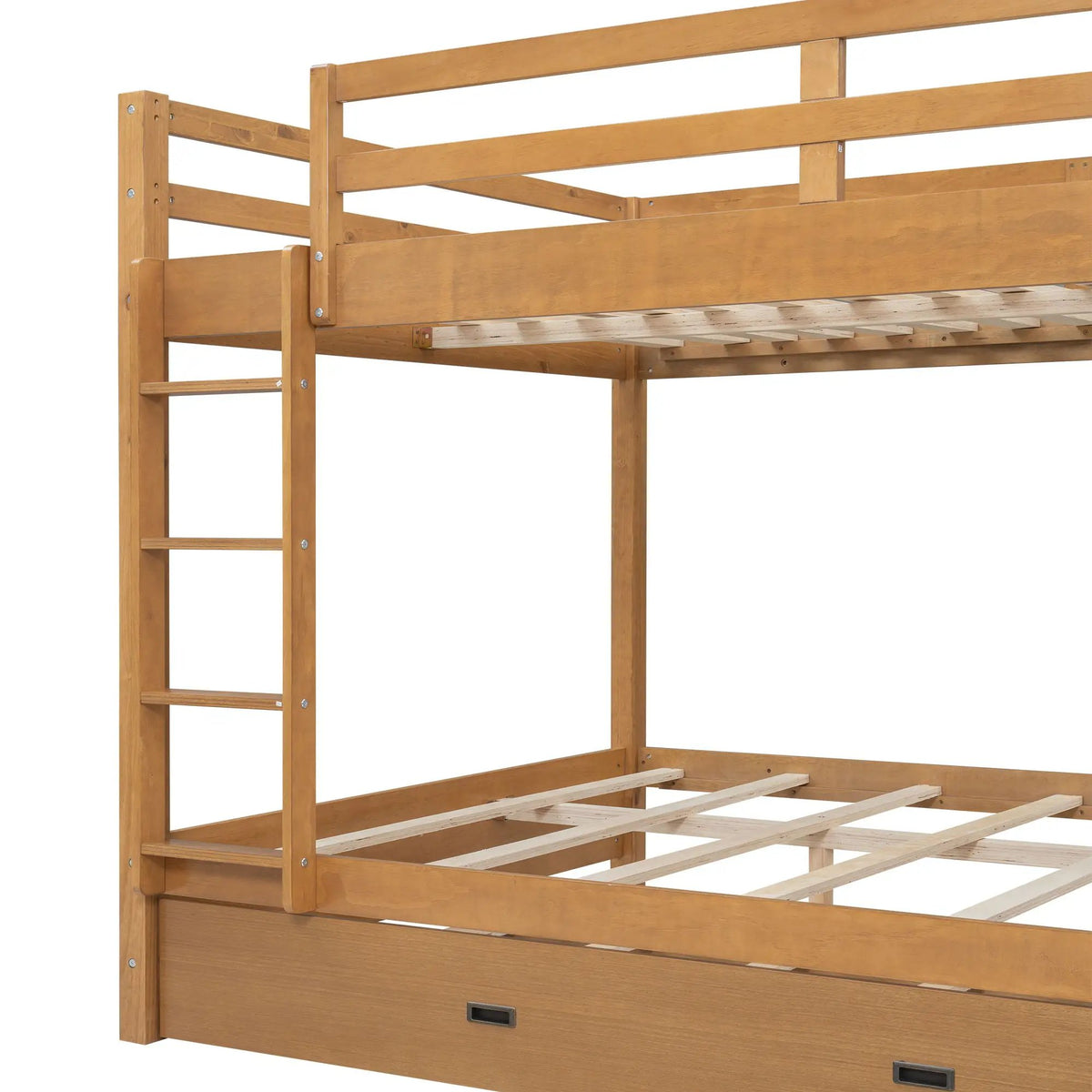 Sturdy Bunk Bed With Ladder | Solid Pine Wood | Guard Rails | Compact Layout