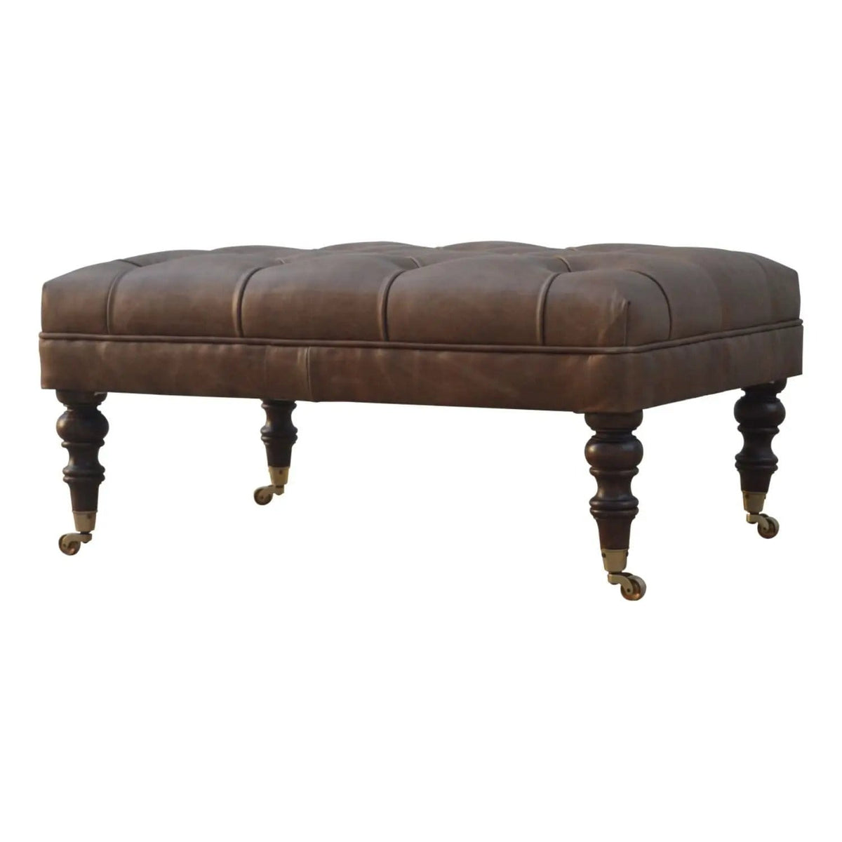 Buffalo Ottoman With Castor Legs | 7 Pieces | Mango Wood | Living Room