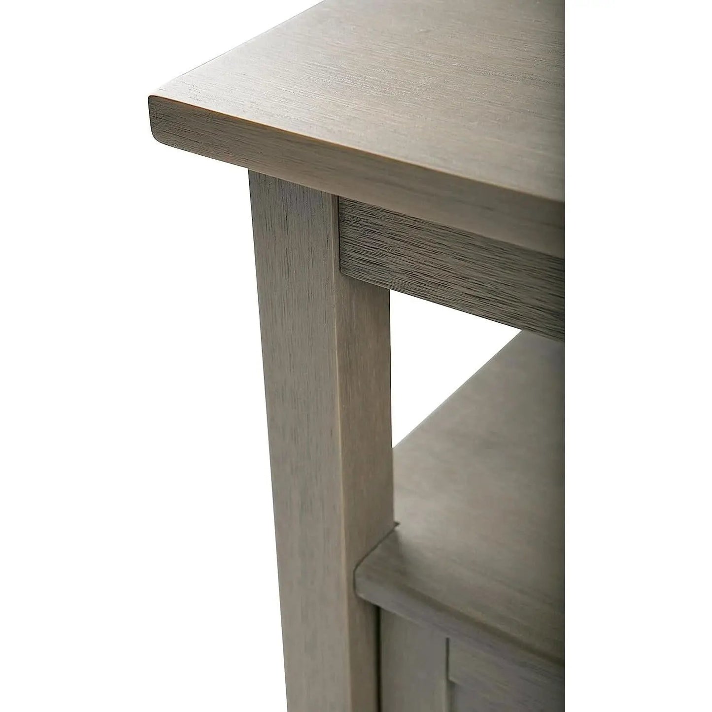 Solid Wood Rectangle End Table With Drawer Farmhouse Grey from PriceLows™