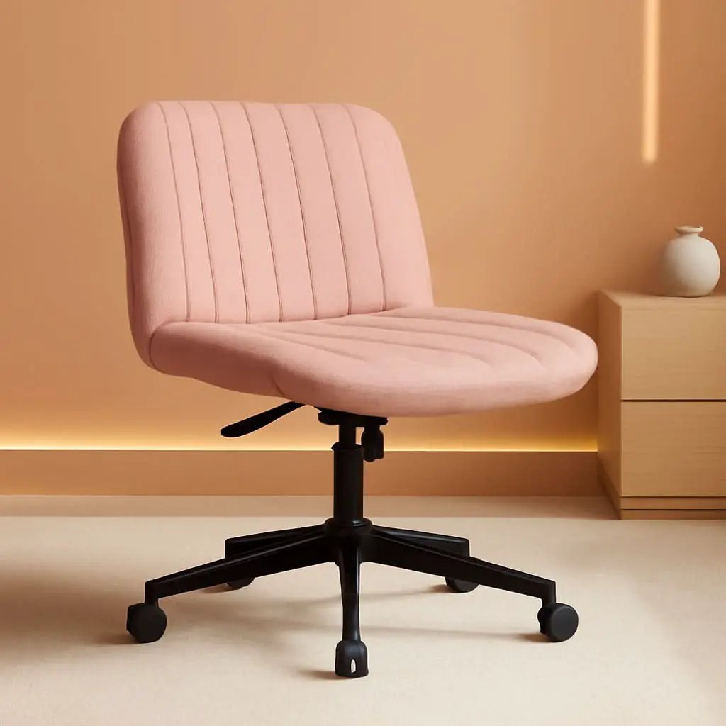 Pink Criss Cross Office Chair With Wheels Armless Swivel from PriceLows™