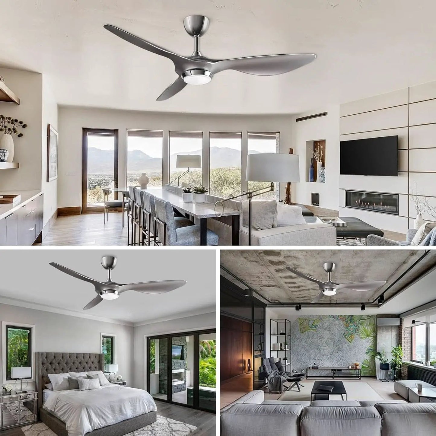 52 Inch Smart WiFi Ceiling Fan With Light And Remote Silver from PriceLows™