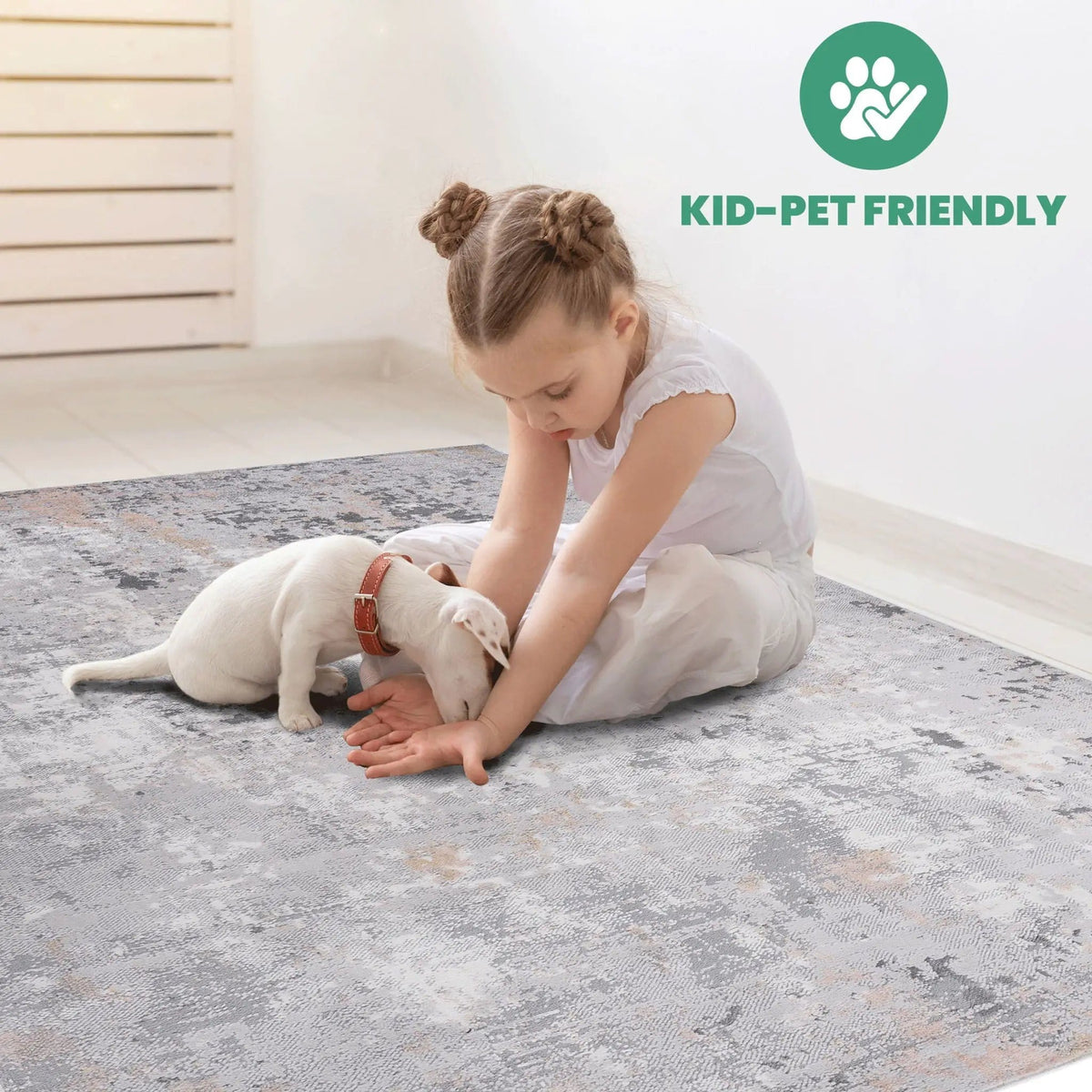 Marfi 6' X 9' Abstract Area Rug | 108 x 79 x 0.35 in | Polyester & Cotton | Gray Multi
