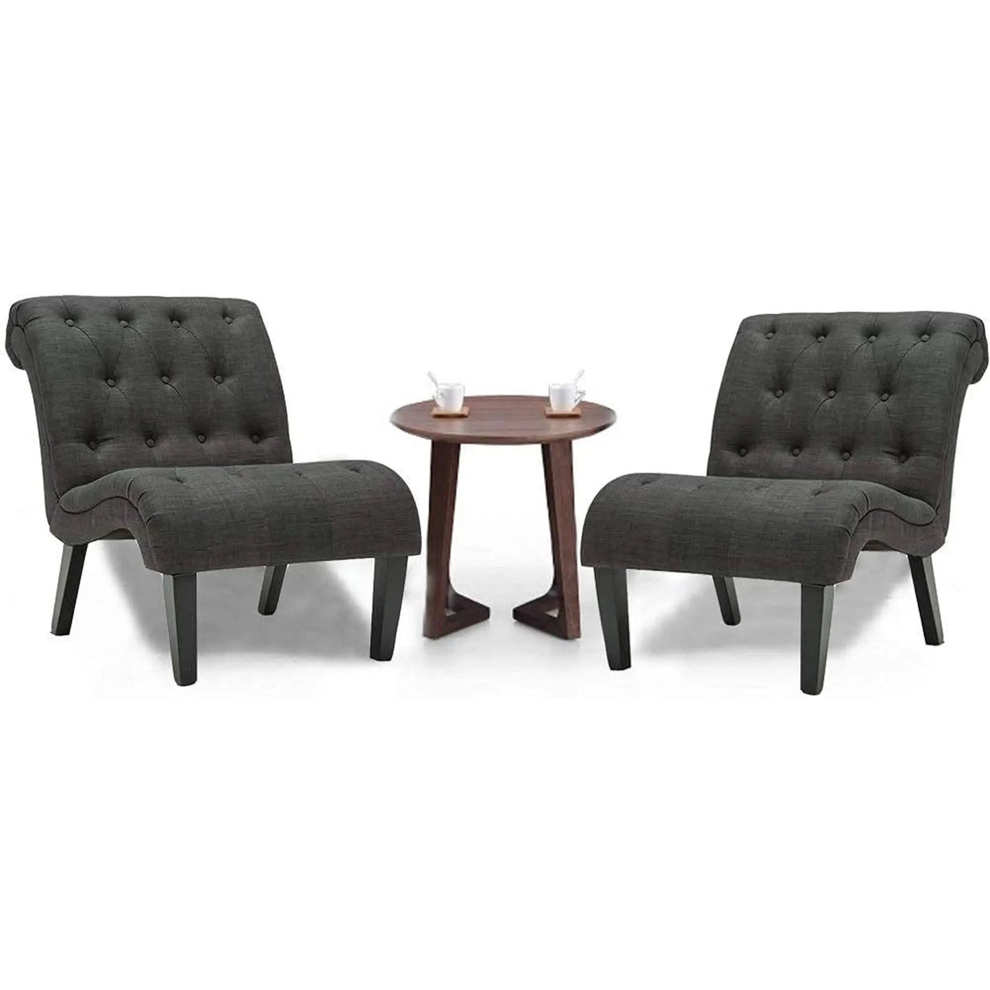 Set Of 2 Button Tufted Slipper Chairs For Living Room from PriceLows™