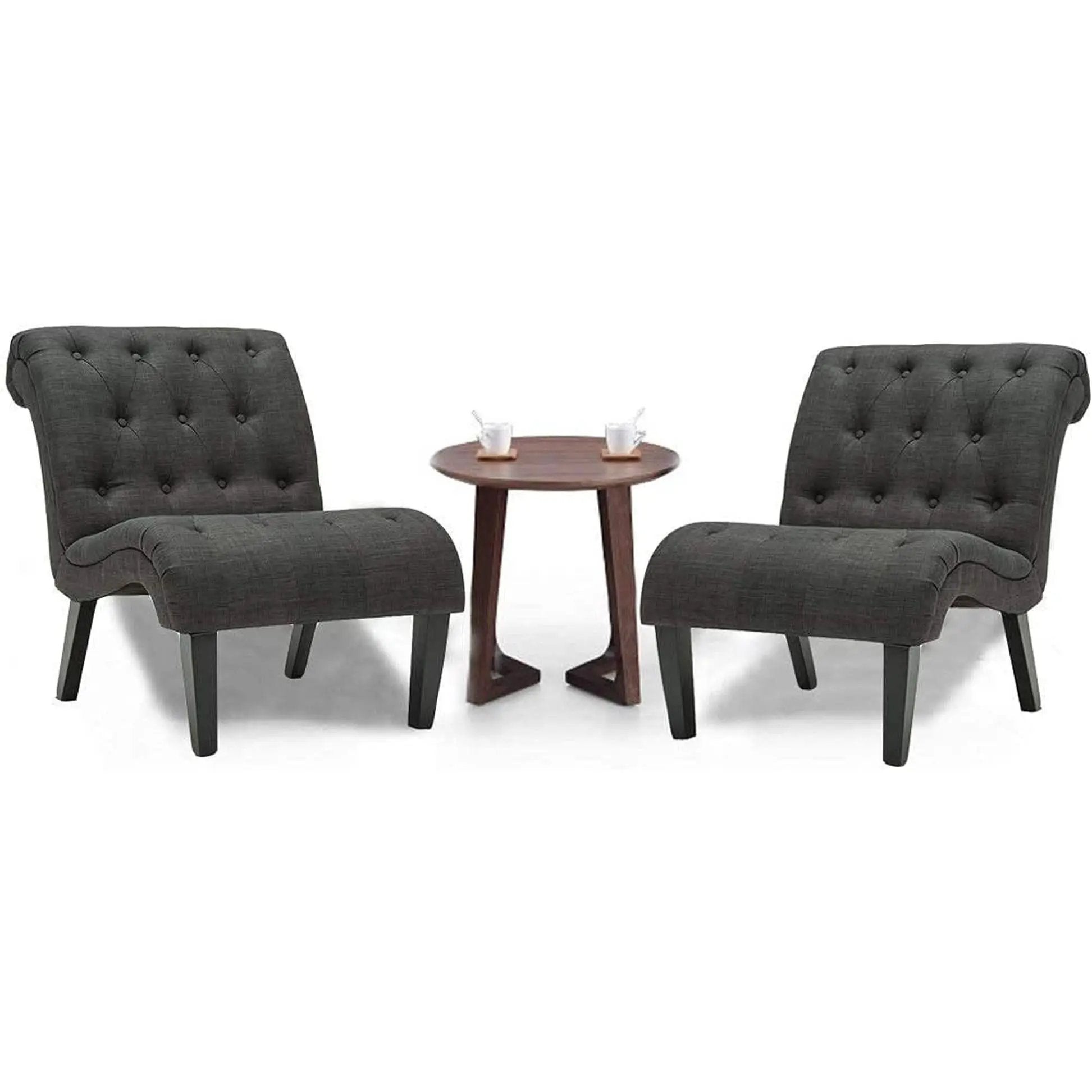 Set Of 2 Button Tufted Slipper Chairs For Living Room from PriceLows™