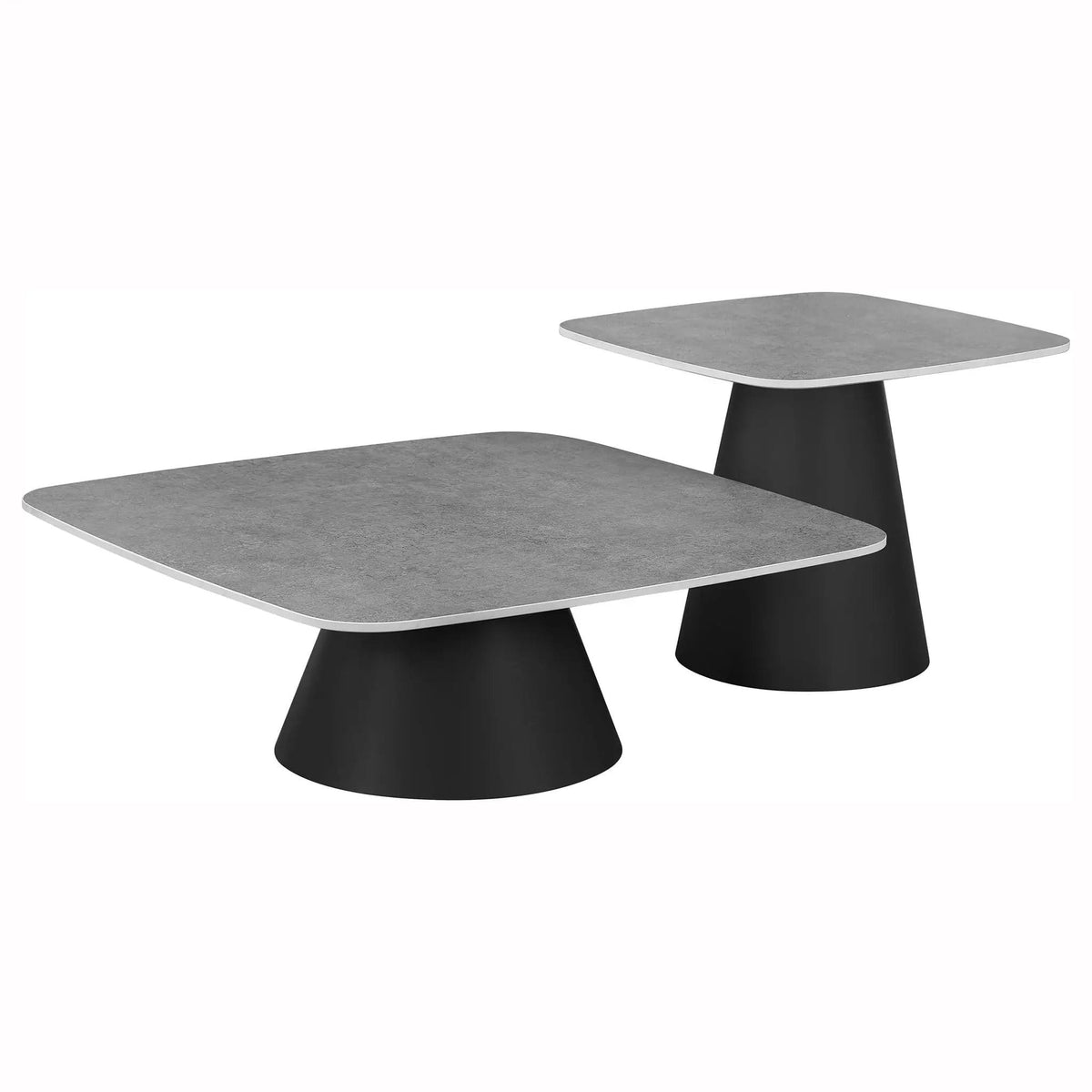 Eason 2-piece Cocktail Coffee Table Set Concrete and | 2-Piece Set | Concrete | Black