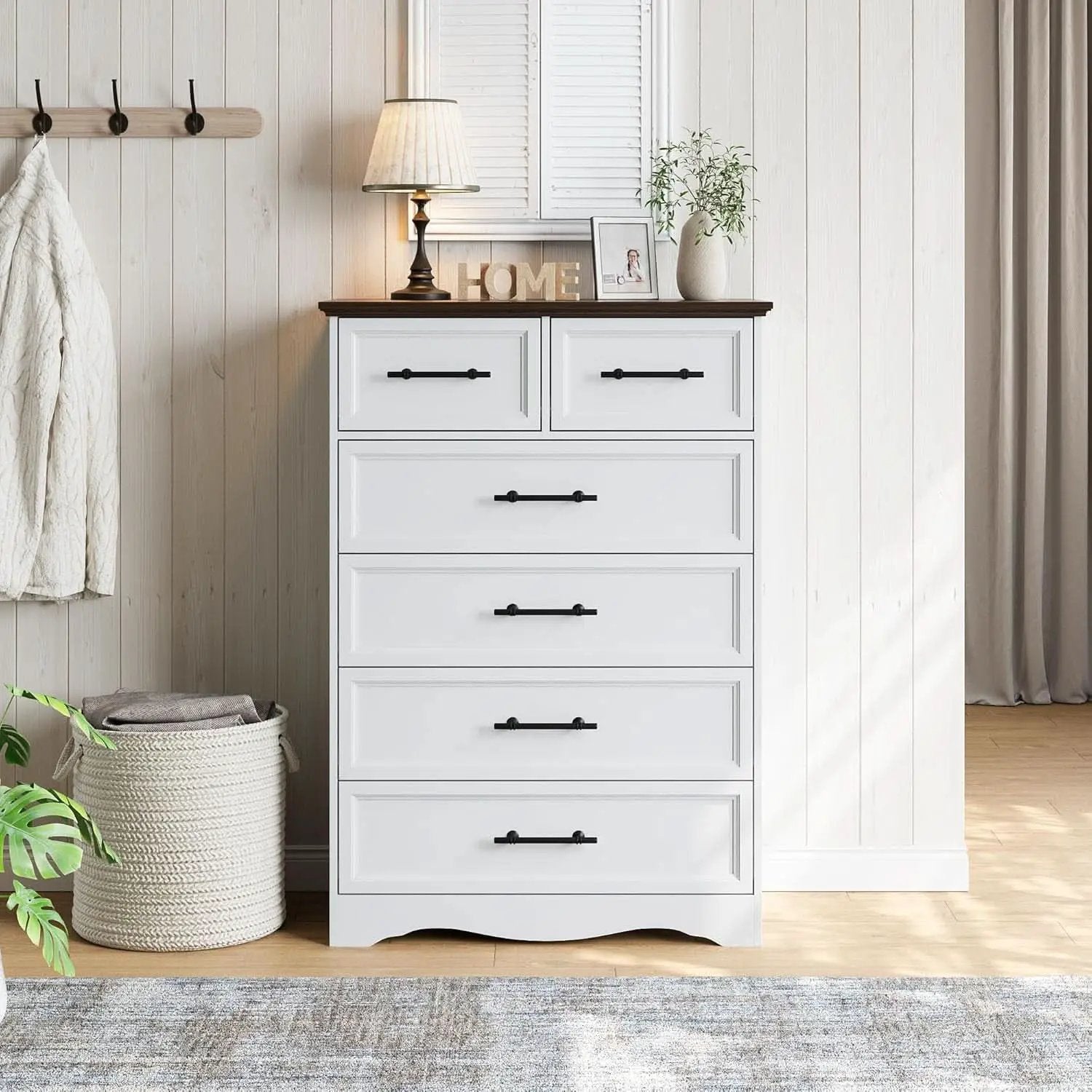 White Farmhouse Dresser FortyFourInchesTall Storage from PriceLows™