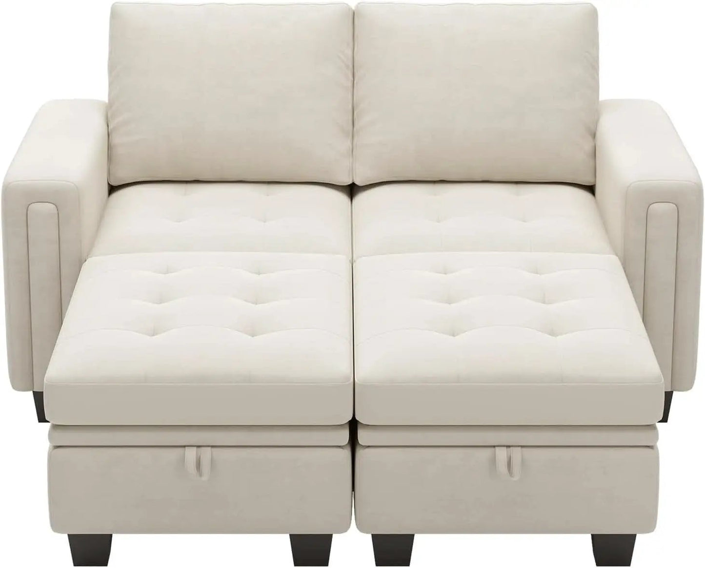 Beige Velvet Modular Sectional Sofa With Storage Sleeper from PriceLows™