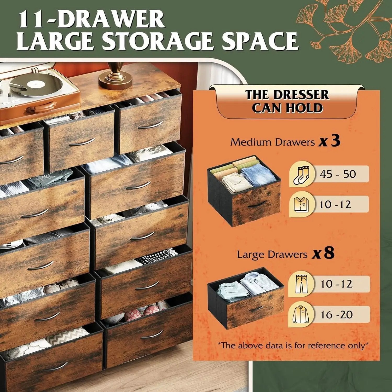 Tall Fabric Dresser With 11 Drawers Storage Tower Unit from PriceLows™