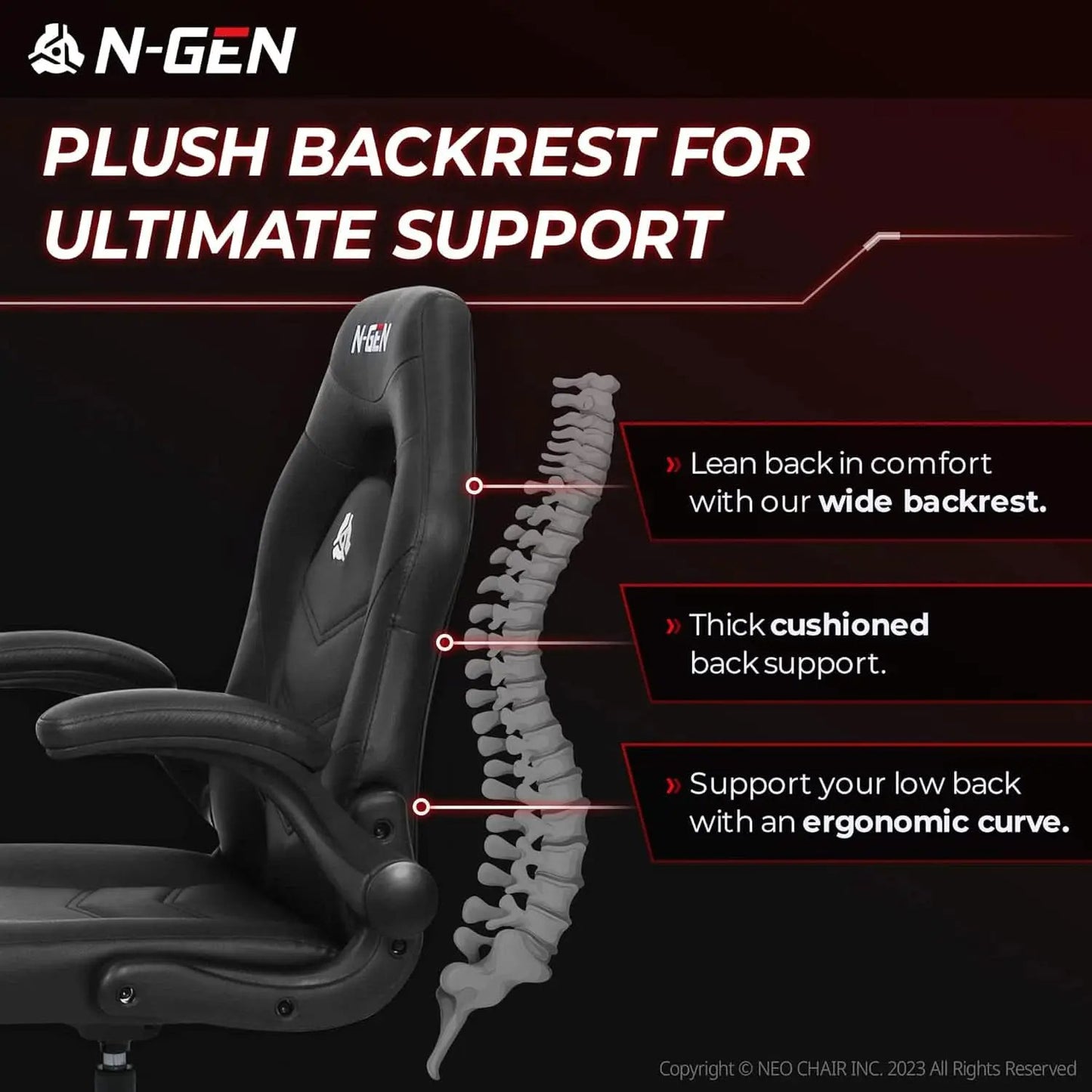 Ergonomic Gaming Chair Black With Premium Lumbar Support from PriceLows™