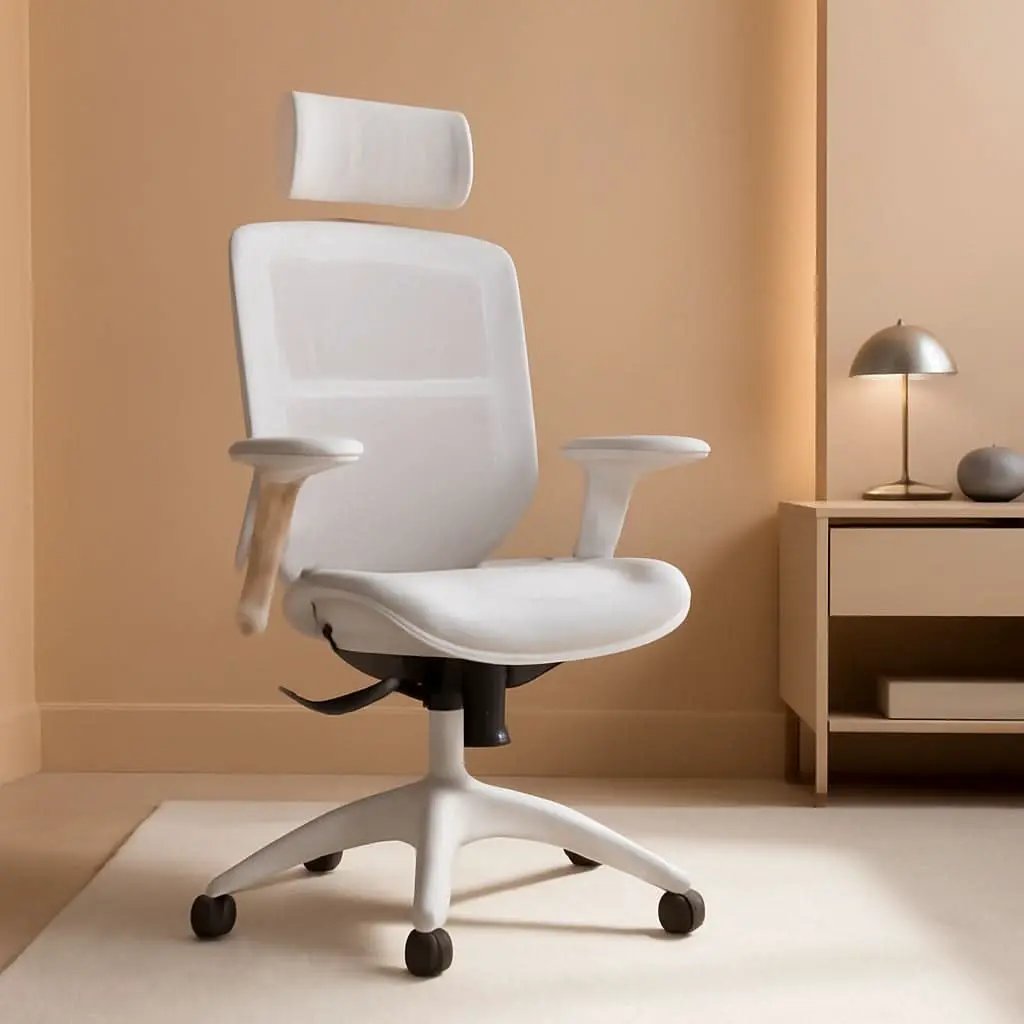 White Mesh Ergonomic Office Chair With Headrest Tilt 400Lbs from PriceLows™