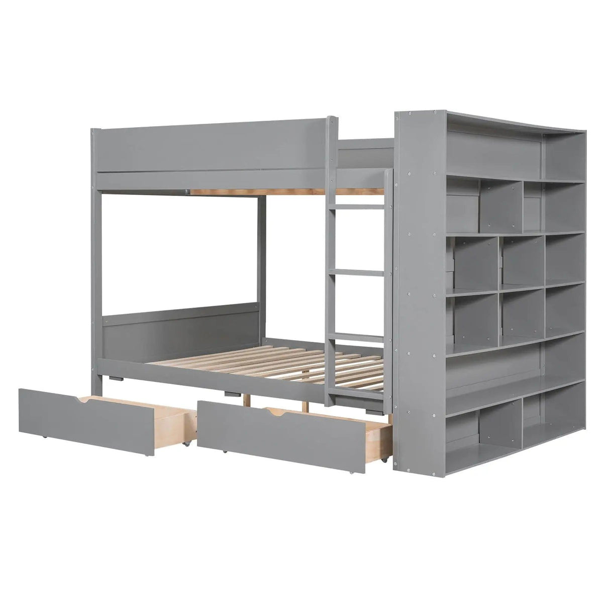 Bunk Bed With 2 Drawers And Multi Layer Cabinet | 2 Pieces | Pine Wood | Bedroom