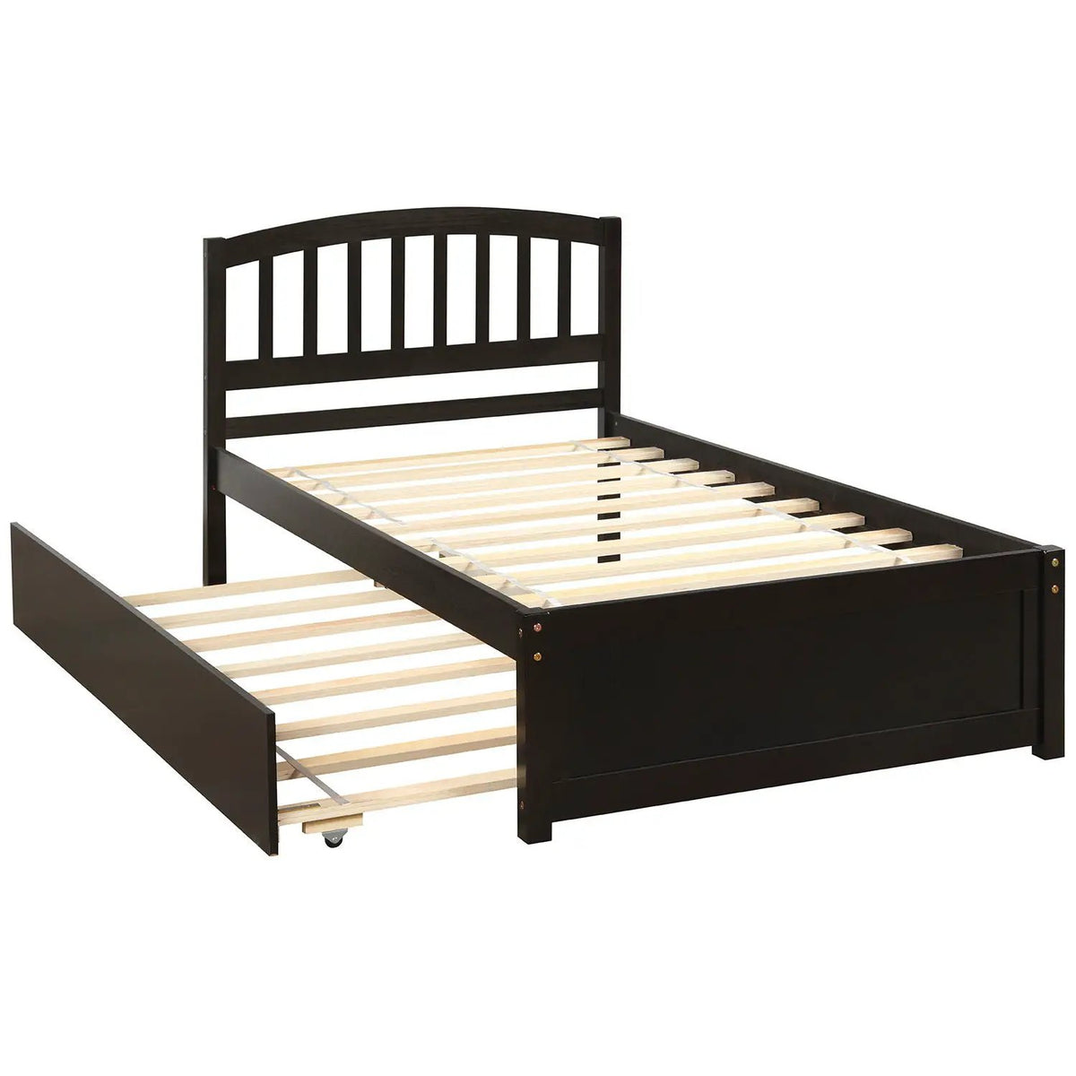 Wood Platform Bed Frame | Trundle Included | Minimalist Stylish Design | 37.5 Inch Height