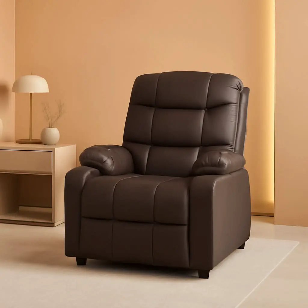 Brown Kids Recliner With Cup Holder And Adjustable Backrest from PriceLows™