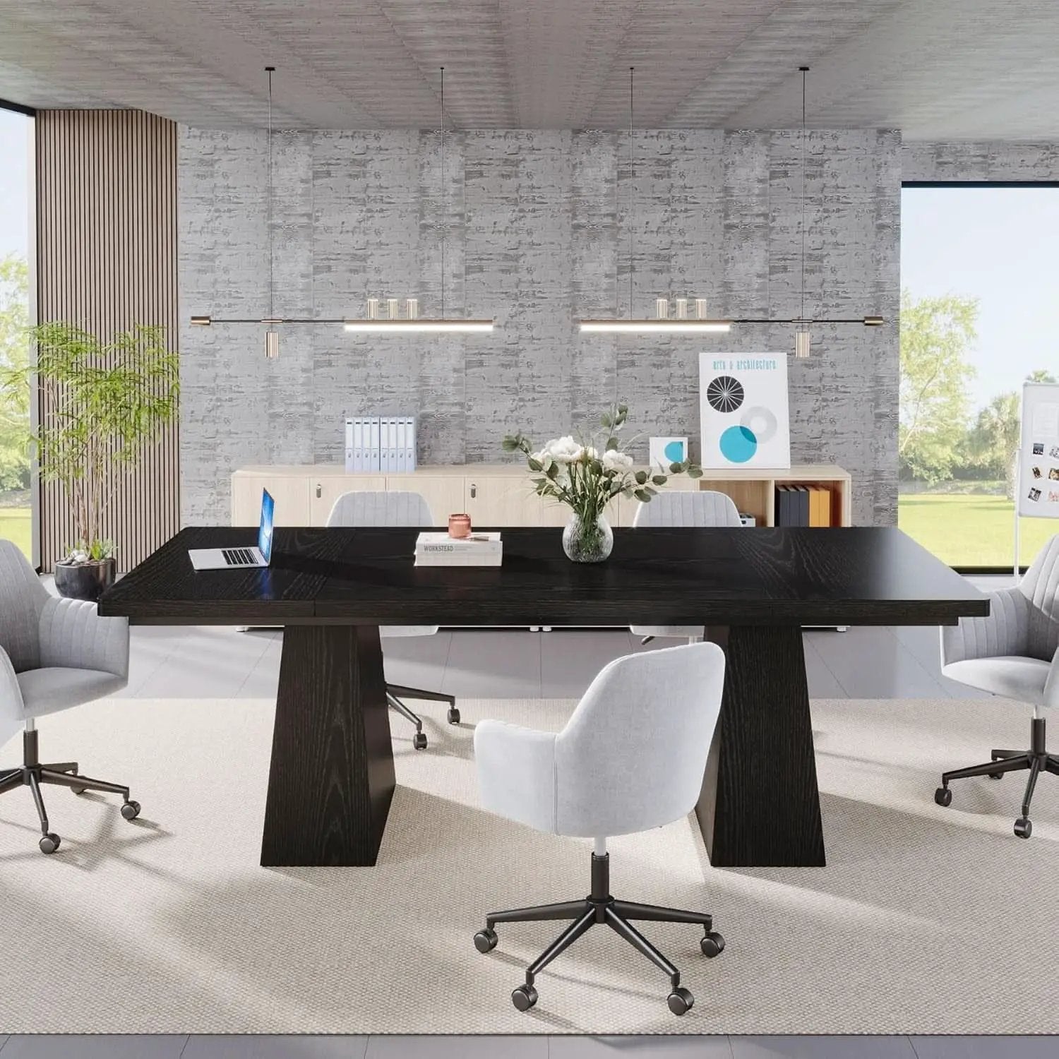63-Inch Black Dining Table For 4 To 6 Guests For Kitchen And Dining from PriceLows™