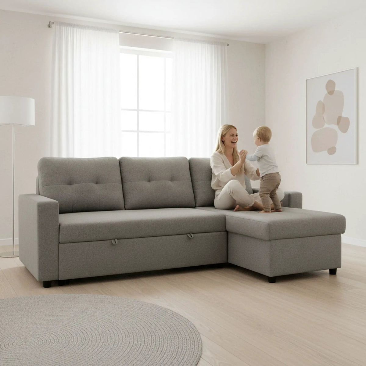 Convertible L Shaped Sectional Sleeper Sofa | Pull Out Bed | 2-in-1 Design | Space-Saving