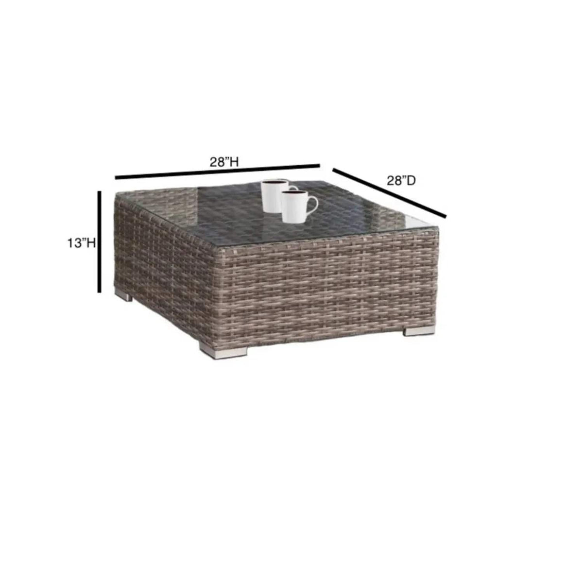 4 Person Patio Seating Set With Cushions, All Weather - | 2 Piece Outdoor Set | Wicker & Glass | Gray