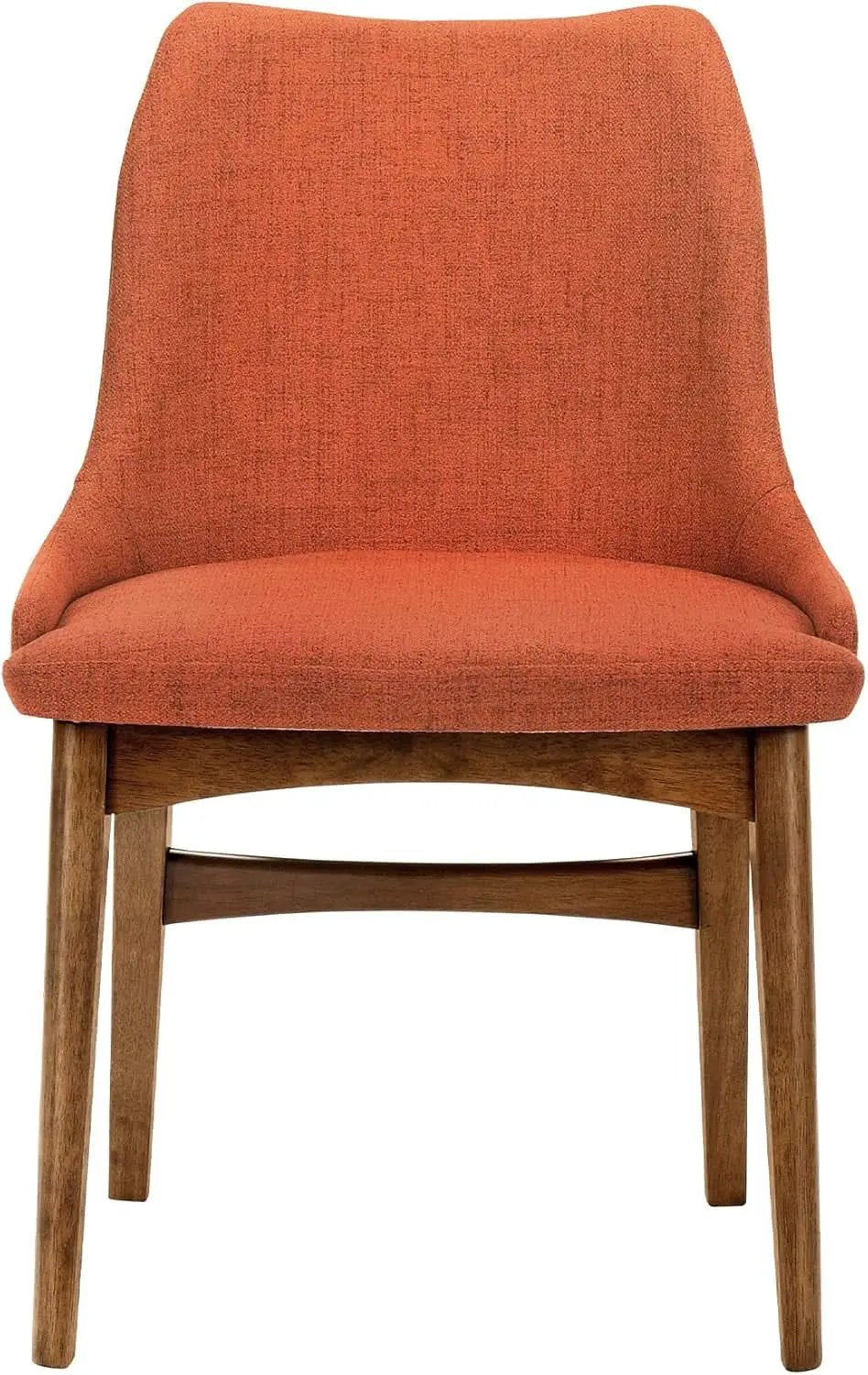 Orange Fabric and Walnut Wood Dining Side Chairs Set of 2 from PriceLows™