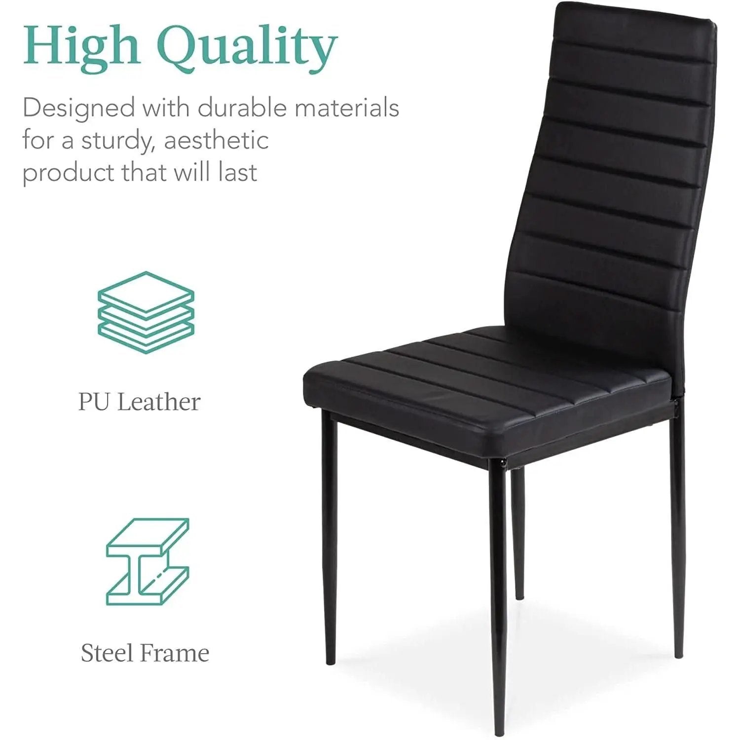 Glass Top Dining Table Set With Steel Frame Leather Chairs from PriceLows™