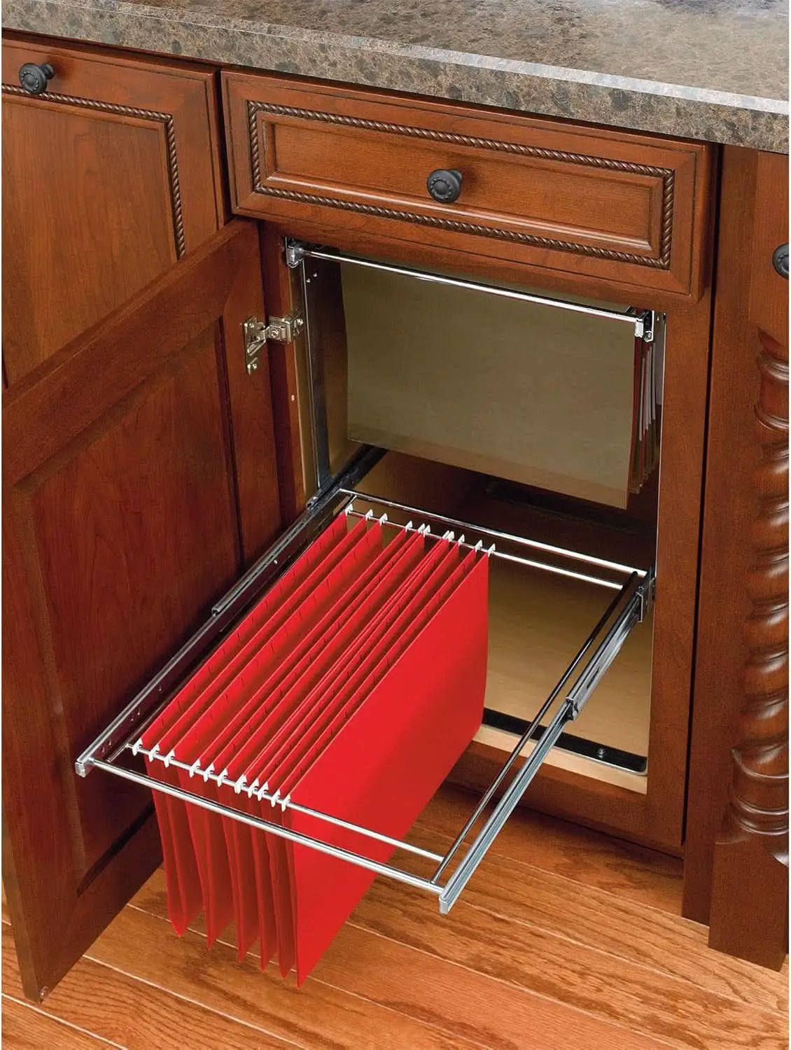Two Tier Base Cabinet File Drawer Organizer Chrome 14.5 in from PriceLows™