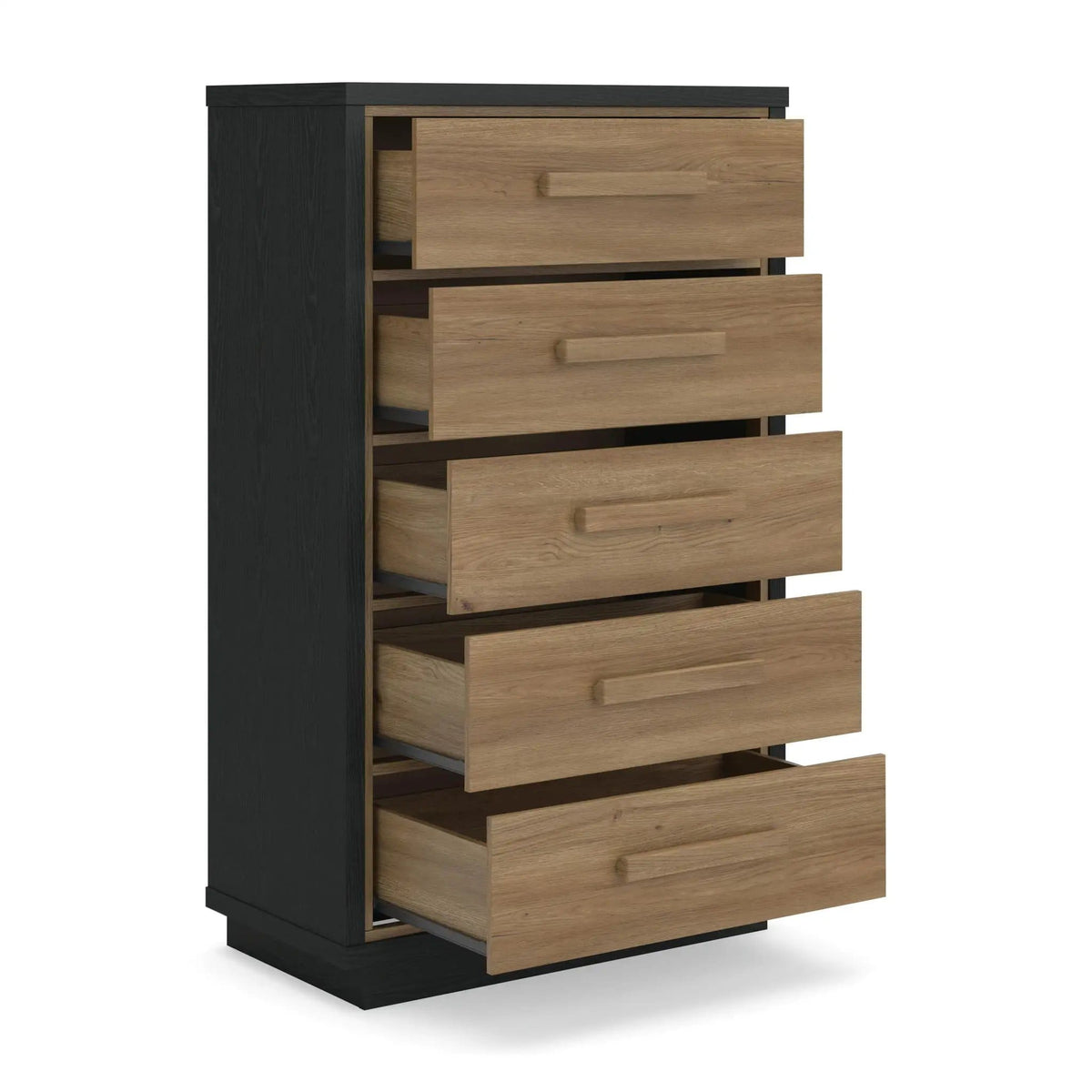 Kozmour Five Drawer Chest | 30.59 x 15.63 x 51.42 in | Engineered Wood & Mdf | Black / Brown