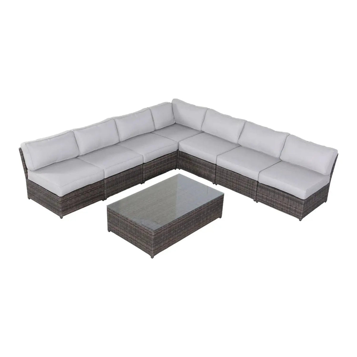 Outdoor Rattan Sectional Set | Half-Round HDPE Wicker | Rustproof Aluminum Frame | Fully Assembled