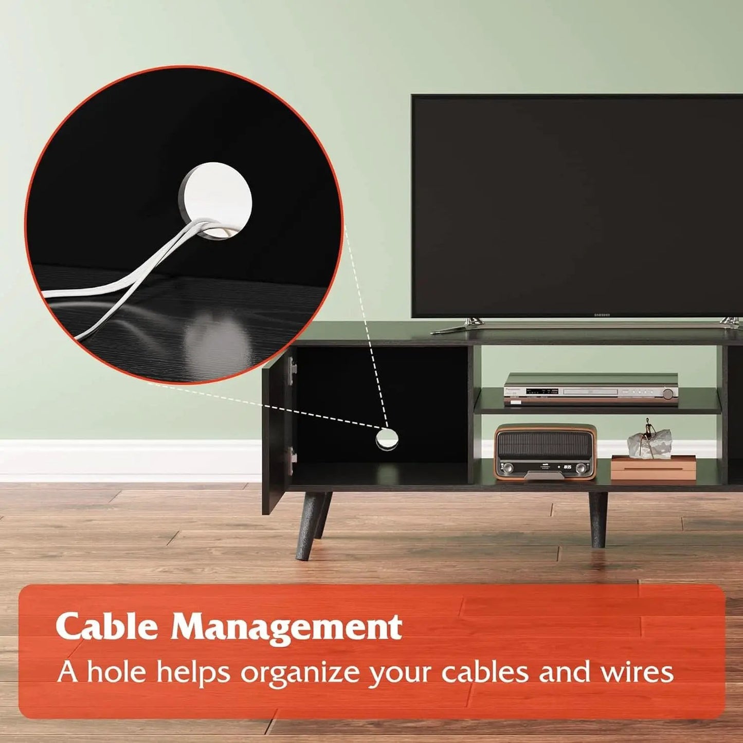 TV Stand 55 To 60 Inch With Storage Cabinets Sturdy from PriceLows™