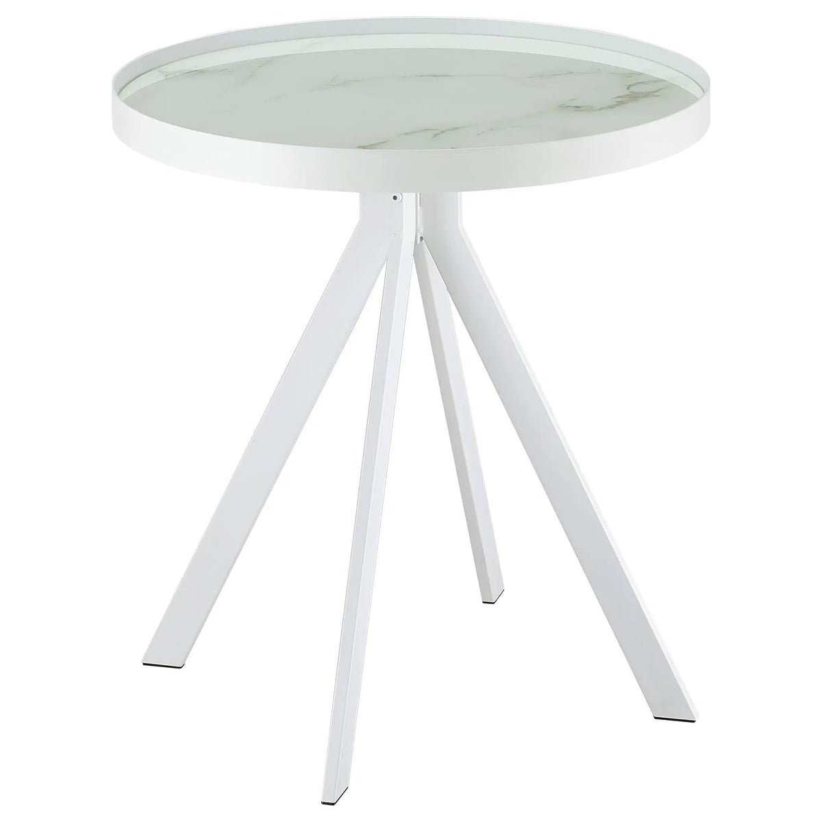 Briggs 2-piece Round Coffee and End Table Set | 2-Piece Set | Marble & Tempered Glass | White