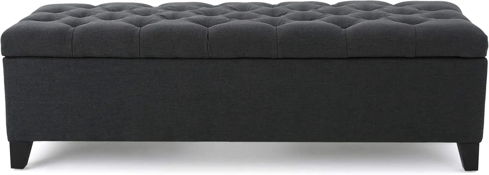 Dark Grey Tufted Fabric Storage Ottoman 17.5 In Depth from PriceLows™