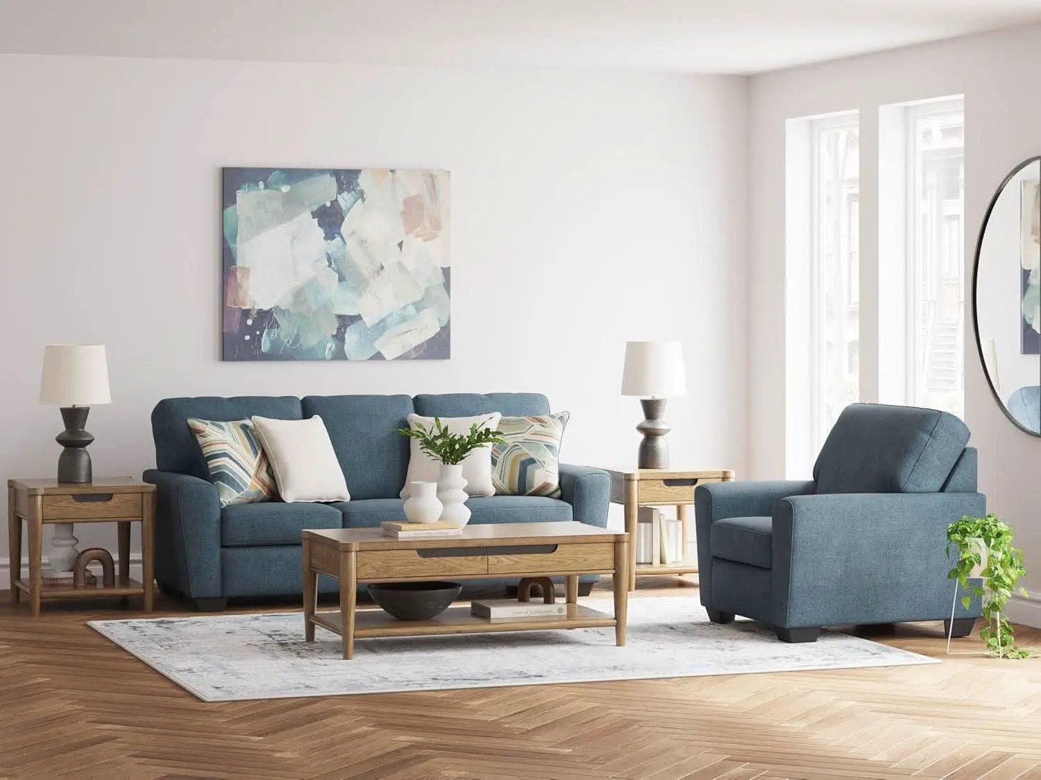 Modern Upholstered Accent Chair In Blue For Living Room from PriceLows™