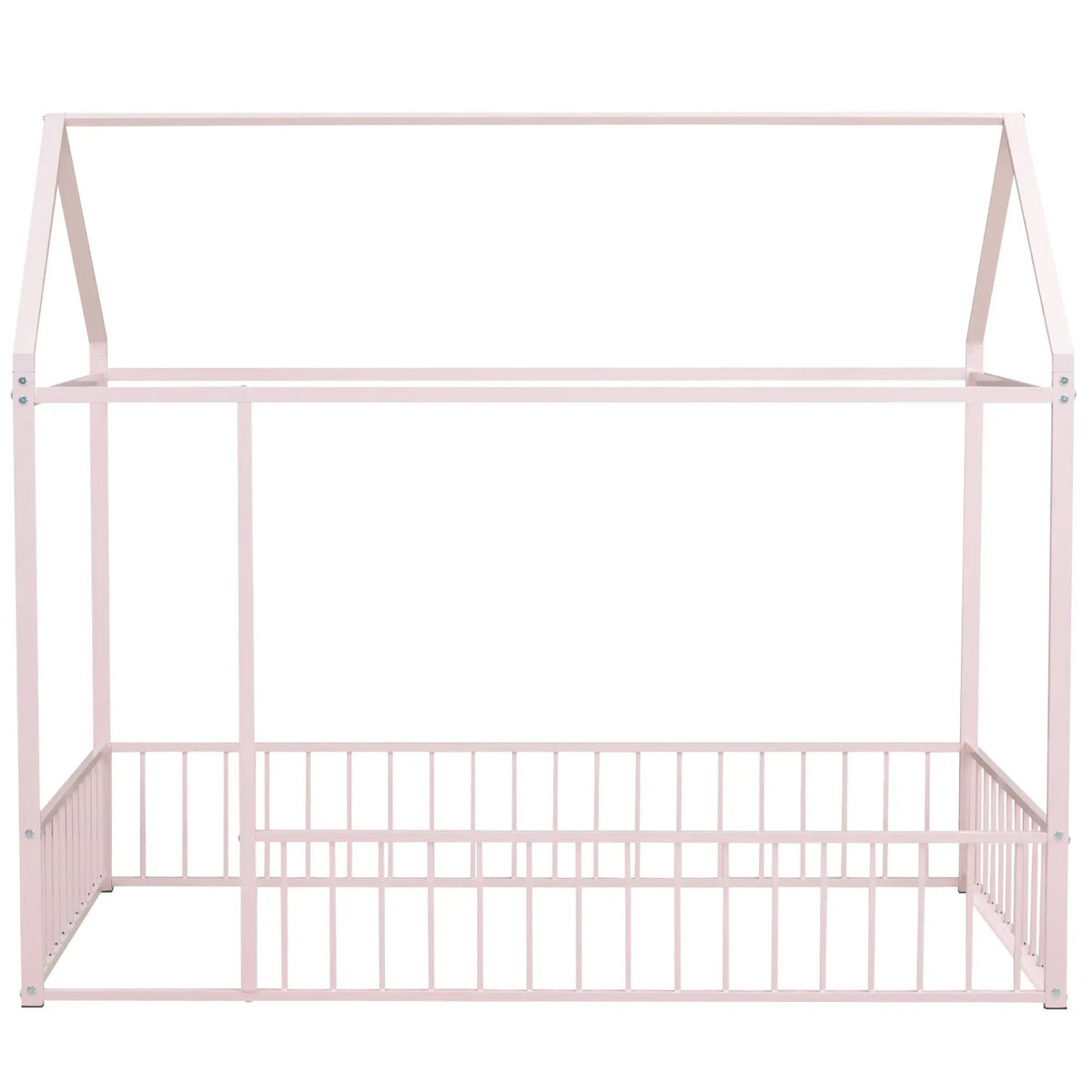 Kids Metal Bed Frame | Roof And Side Fence | Semi Enclosed Space | Three Colors