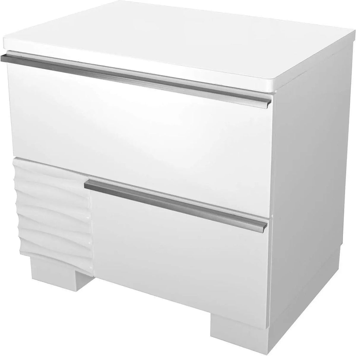 2 Drawer Nightstand | High Gloss White Finish | Contemporary Decor