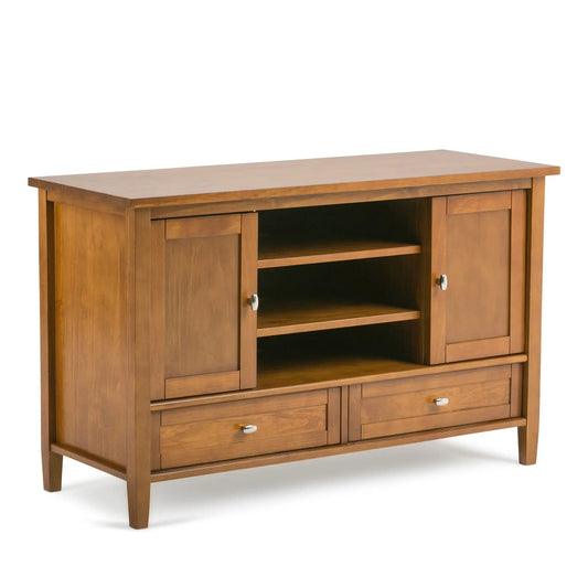 Warm Shaker Transitional TV Media Stand | Handcrafted Solid Wood | Fits TVs Up To 50 Inch | Tall Design