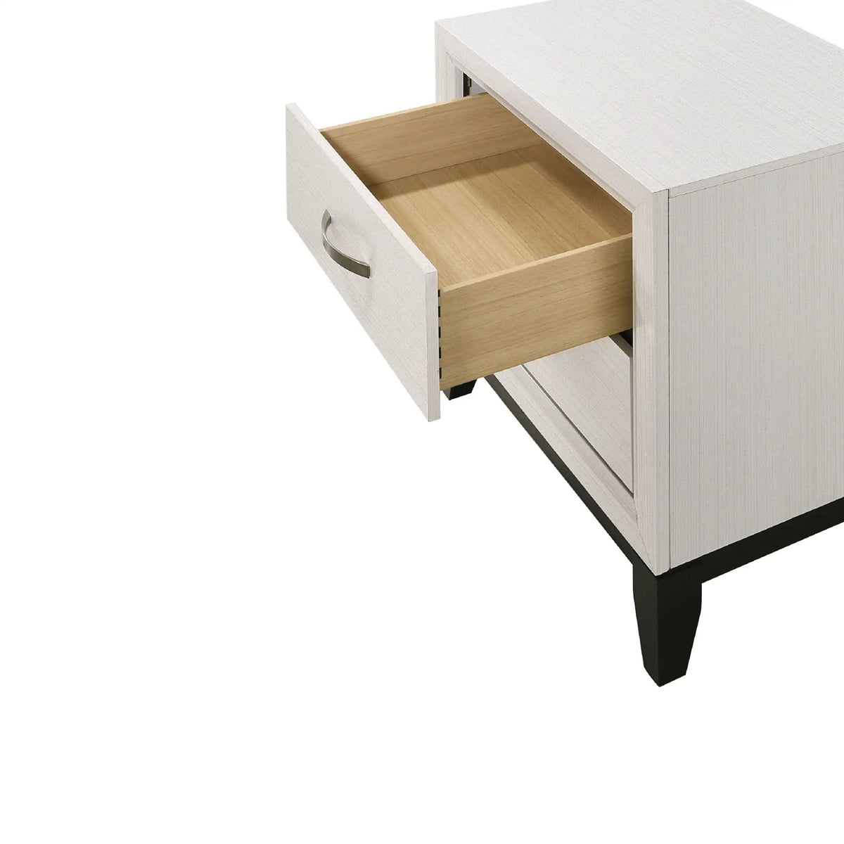 Nightstand | Two Drawer Storage | White Chalk Finish | Metal Pull Handle