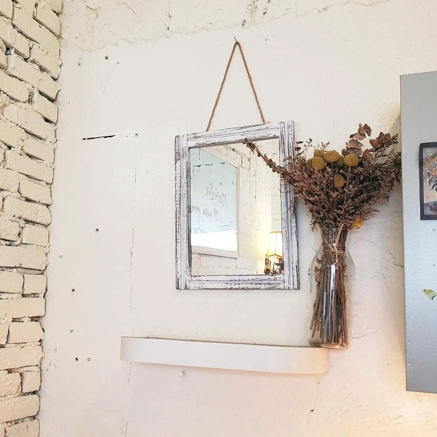 Wall Mirror Wood Framed Rustic Rectangle Small Decorative from PriceLows™