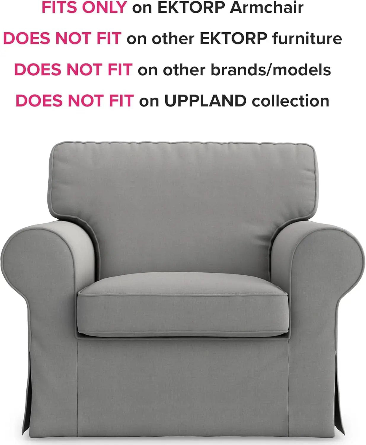 Ektorp Armchair Slipcover Cotton Grey Replacement For IKEA from PriceLows™