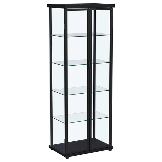 Aero 4-shelf Display Curio Cabinet with LED Lighting | 24 x 16.75 x 64.25 in | Glass | Black