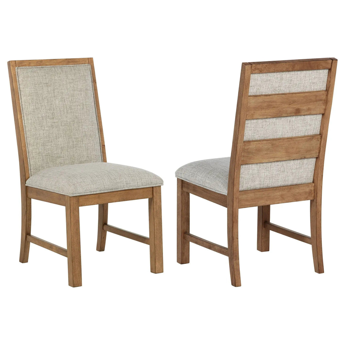 Bruner Upholstered Side Chair Natural Brown (Set of 2) | 20 x 24.75 x 38 in | Rubberwood & Fabric | Living Room