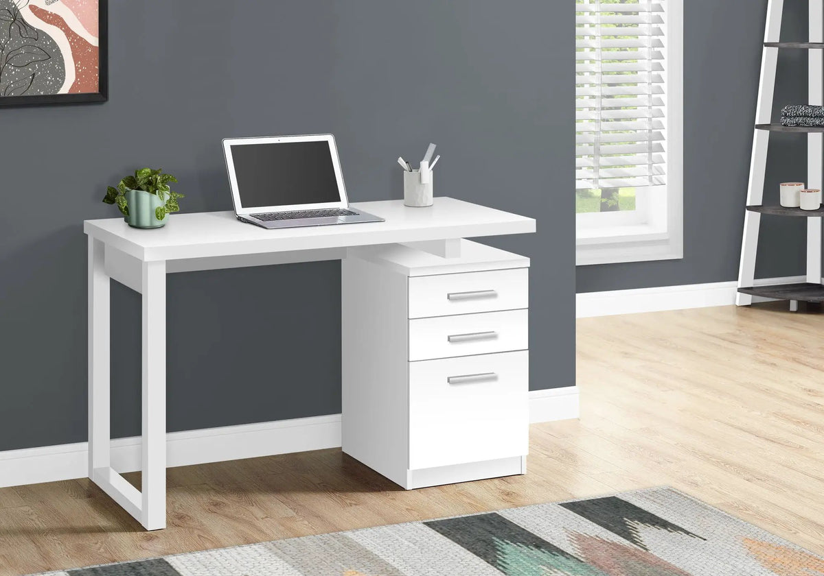 Reversible Computer Desk | Three Drawers | Left Or Right Set-Up | 47.25 Inch Length