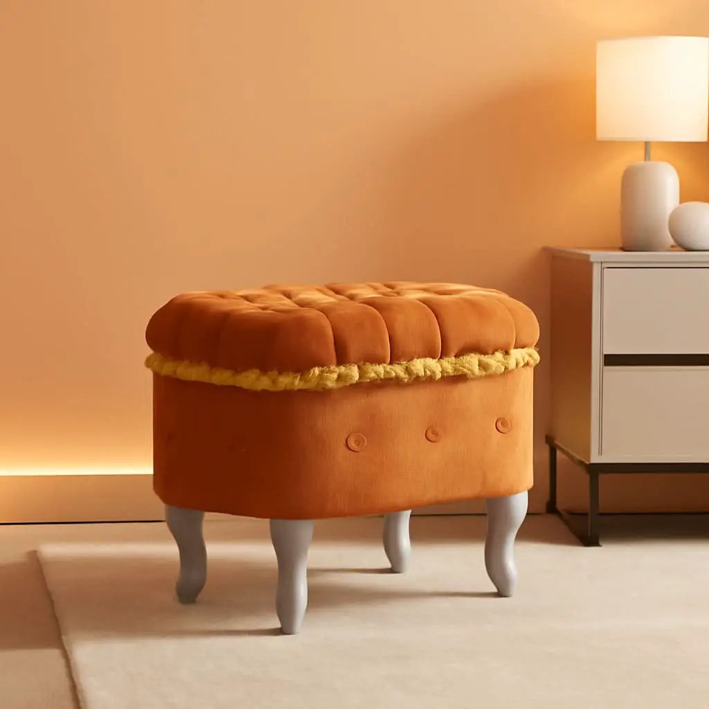 Orange Upholstered Storage Ottoman for Living Room from PriceLows™