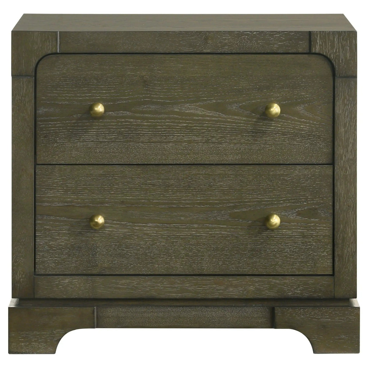 Gran Park 2-drawer Nightstand Bedside Table Dark Cocoa | 27 x 16 x 25.5 in | Veneer & Brass | Bedroom