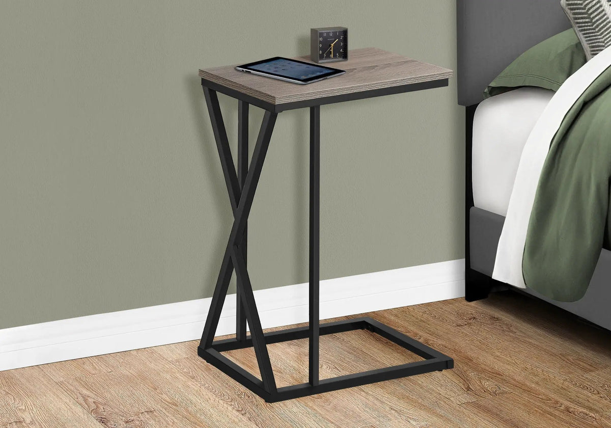 C-Shaped Accent Table | Slide-Under Base | Rectangular Tabletop | Sturdy And Lightweight