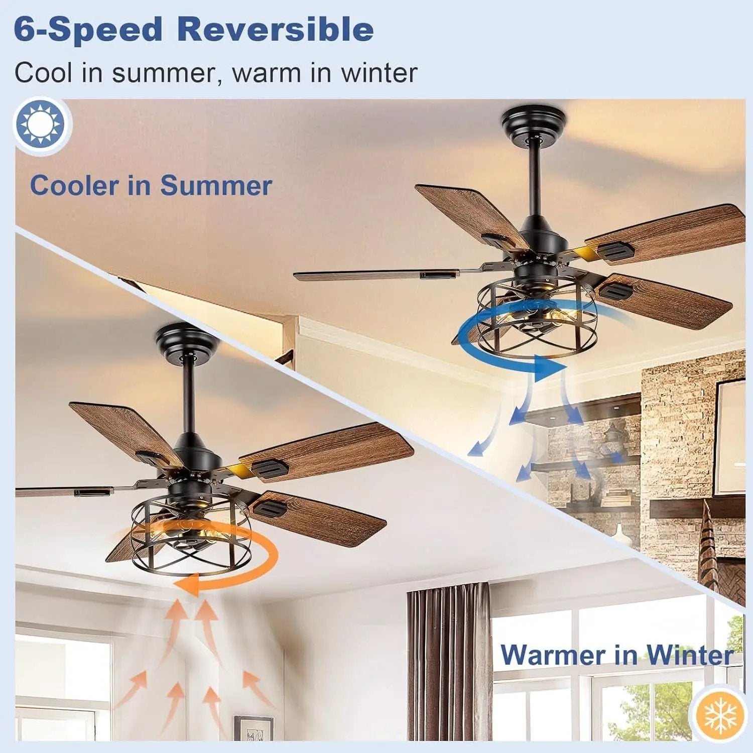 42 Inch Farmhouse Cage Ceiling Fan With Remote E26 Bulbs from PriceLows™