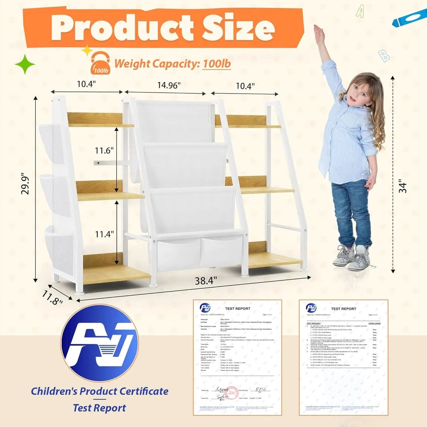 Kids Bookshelf And Toy Organizer 3-Tier Burlywood Bookcase from PriceLows™