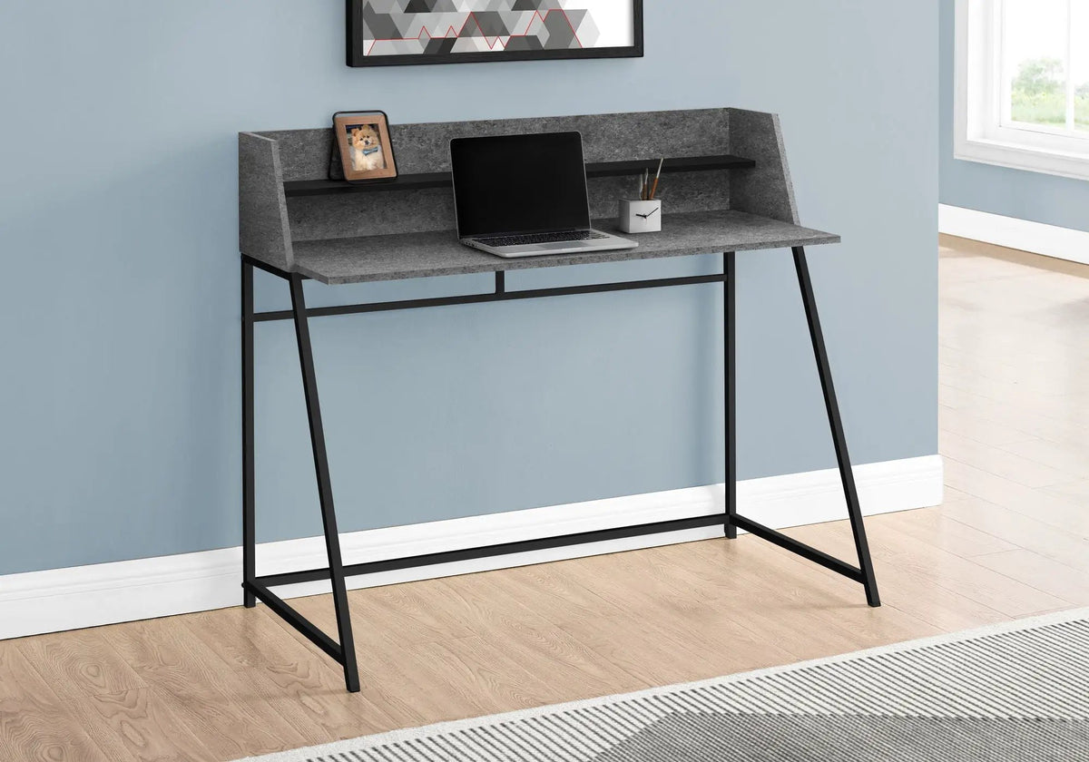 Marble Look Computer Desk With Shelves | 47.25 Inch Width | Sturdy Metal Base | 39.25 Inch Height