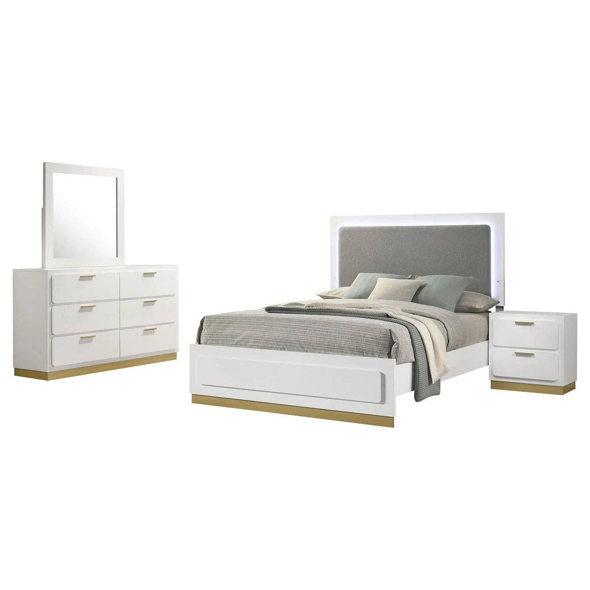 Caraway 4-piece Queen Bedroom Set | 4-Piece Set | Engineered Wood & Veneer | White