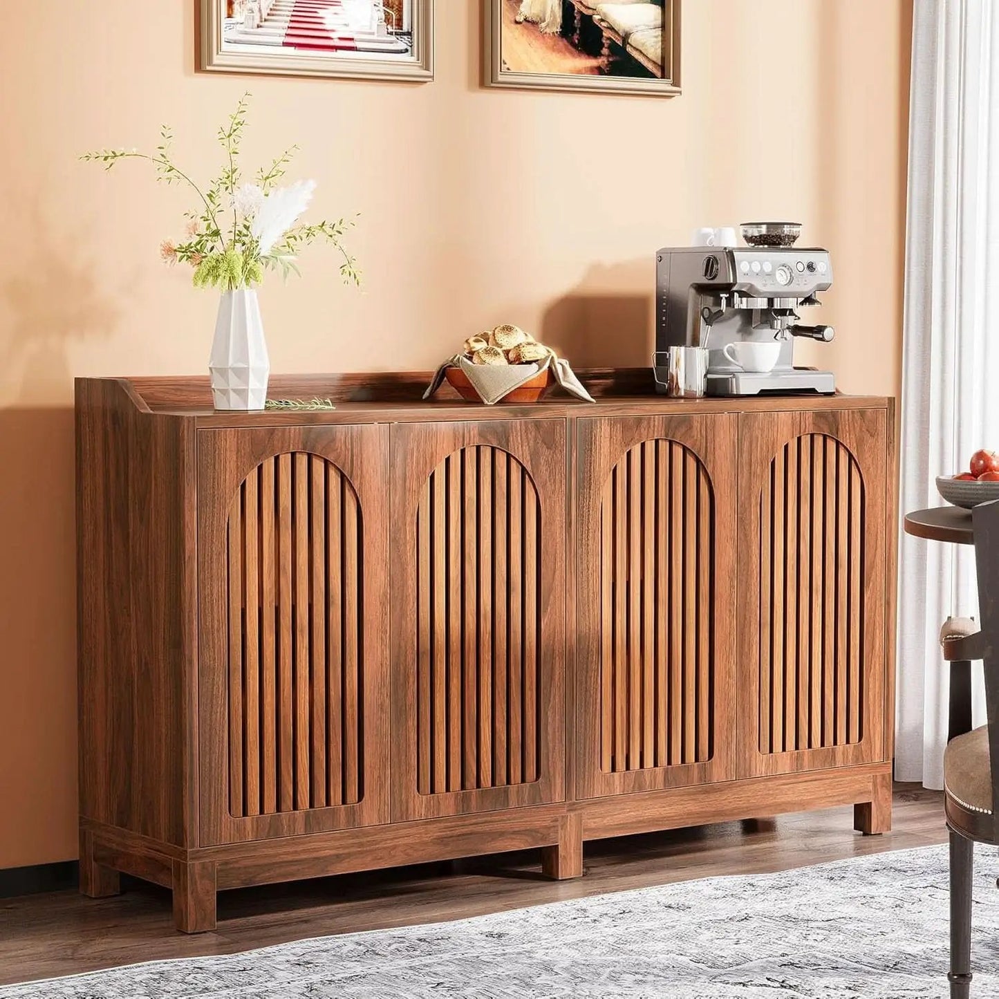 57 Inch Farmhouse Sideboard Cabinet With Adjustable Shelves from PriceLows™