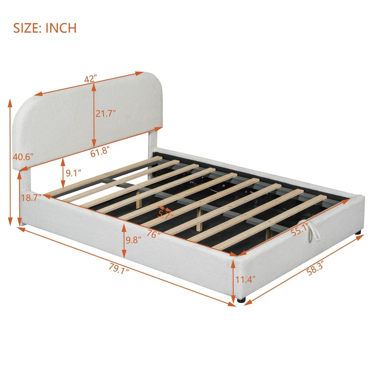 Upholstered Platform Bed With Hydraulic Storage System | 2 Pieces | Bedroom Furniture | Bedroom