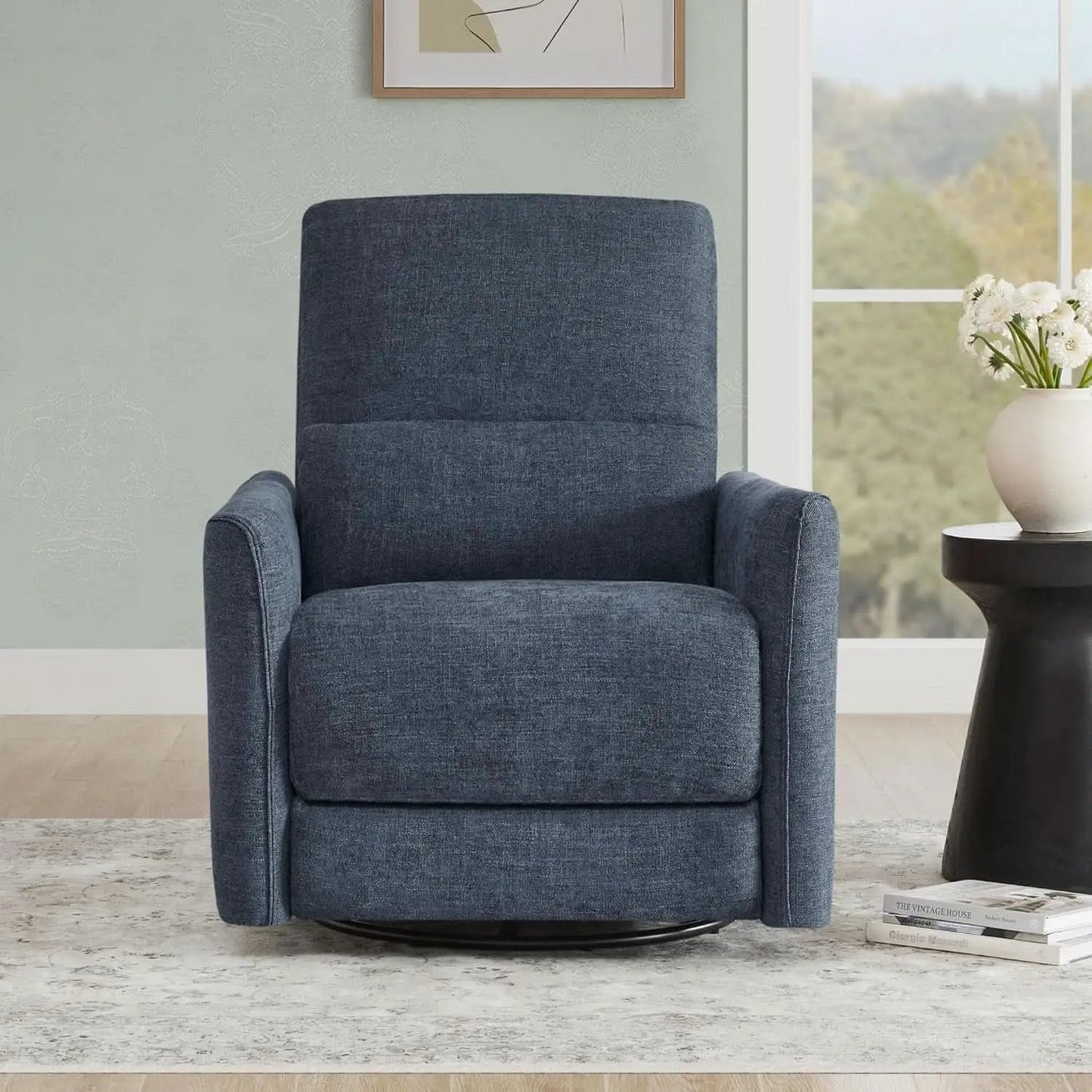 Ink Blue Power Swivel Glider Recliner With USB Charging from PriceLows™