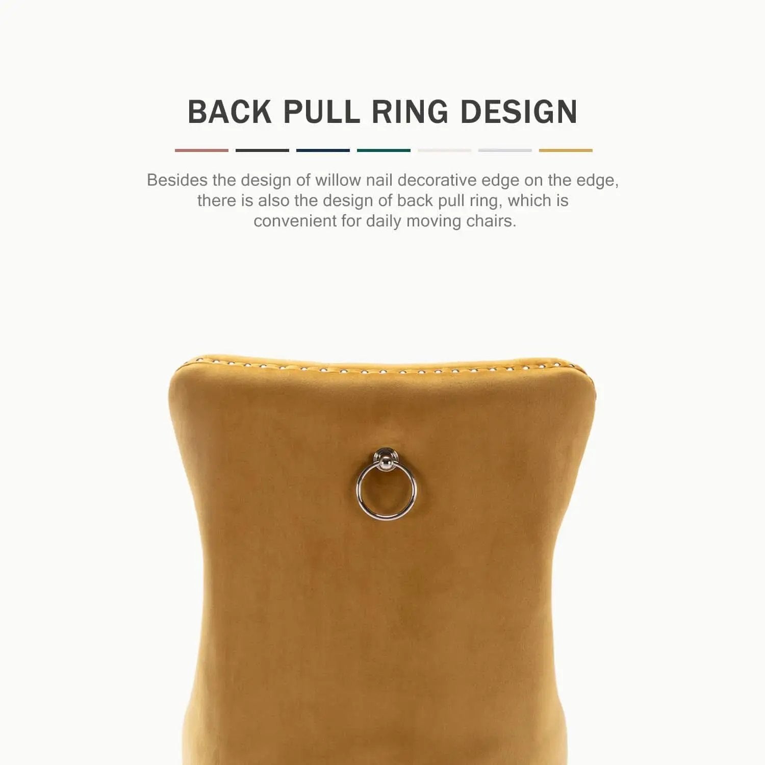 Gold Velvet Tufted Dining Chair With Ring Pull Trim from PriceLows™
